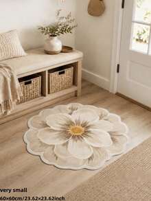1 Stück 2026 Neu - Elegante cremeweiße blumenförmige Bodenmatte, mit goldgelber Blumenmitte, weichen geschichteten Blütenblattdetails und realistischer Plüschtextur, dekorativer Teppich, Schlafzimmerdekoration, kleiner Teppich, Teppich, Heimdekoration, Wohnzimmerteppich, Wohnzimmer kleiner Teppich, Schlafzimmerteppich, Wohnzimmer Heimdekoration, Außenteppich, waschbarer Teppich - Verschiedenfarbig - Übersicht 11