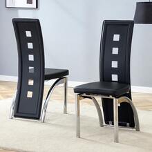 [Conjunto de 2] Sillas de Comedor de Diseño Europeo con Patrón de Agujeros, Cuero PU Blanco + Patas de Metal Plateado, 102.5 de altura, para Sala de Estar o Estilo Moderno. - Negro+Plateado + Metal + Cuero PU + Juego de 2 - Ver 11