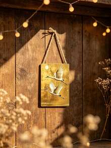 Golden Crane Metal Tin Sign, Vintage Wall Hanging Plaque With Rope, Suitable For Home, Garden, Yard Wall Decor - Red-crowned Crane - View 6