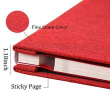 1pc Self-Adhesive Photo Album 3x5 4x6 5x7 8x10 Scrapbook 40 Blank Pages Linen Cover DIY Photo Album With Metal Pen - Linen Photo Album With Window - View 3