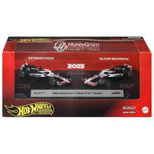 Hot Wheels Premium F1 Toy Cars, 2pcs 1:64 Scale Die-Cast Metal MoneyGram Haas F1 Team Esteban Ocon And Oliver Bearman Racing Cars With Real Riders Tires - JMM97 - View 2