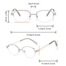Ultra-Light Half-Frame Anti-Fatigue Glasses, Unisex, Plano PC Lenses, Fashionable Frame, Rectangular Design, Stainless Steel Material, Suitable For Multiple Occasions - Multicolor - View 4