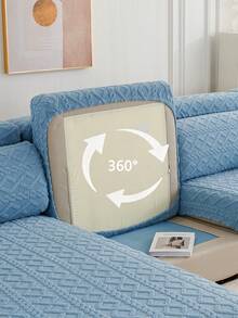 1pc Plush Sofa Cushion Cover, Elastic Thickened Non-Slip Sofa Cover, Suitable For Living Room, Bedroom, Outdoor Sofa, Protects Sofa From Pet Damage, Fits L-Shaped Single Sofa And 1/2/3/4 Seater Sofa, Autumn/Winter Home Decor Sofa Cover - Blue - View 7