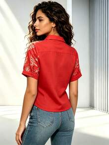 Women Blouses & Shirts - Red - View 2