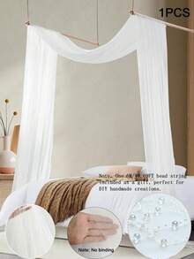 1pc Bed Canopy With Beaded Chain Set, Semi-Transparent Fabric Bed Cover, Princess Bed Curtain, Blackout Window Curtain, Window Drape, Double Bed Canopy Curtain, Adult Bed Canopy Or Bed Cover, Home Decor (Bead Strands Need DIY) - Canopy Style - View 13