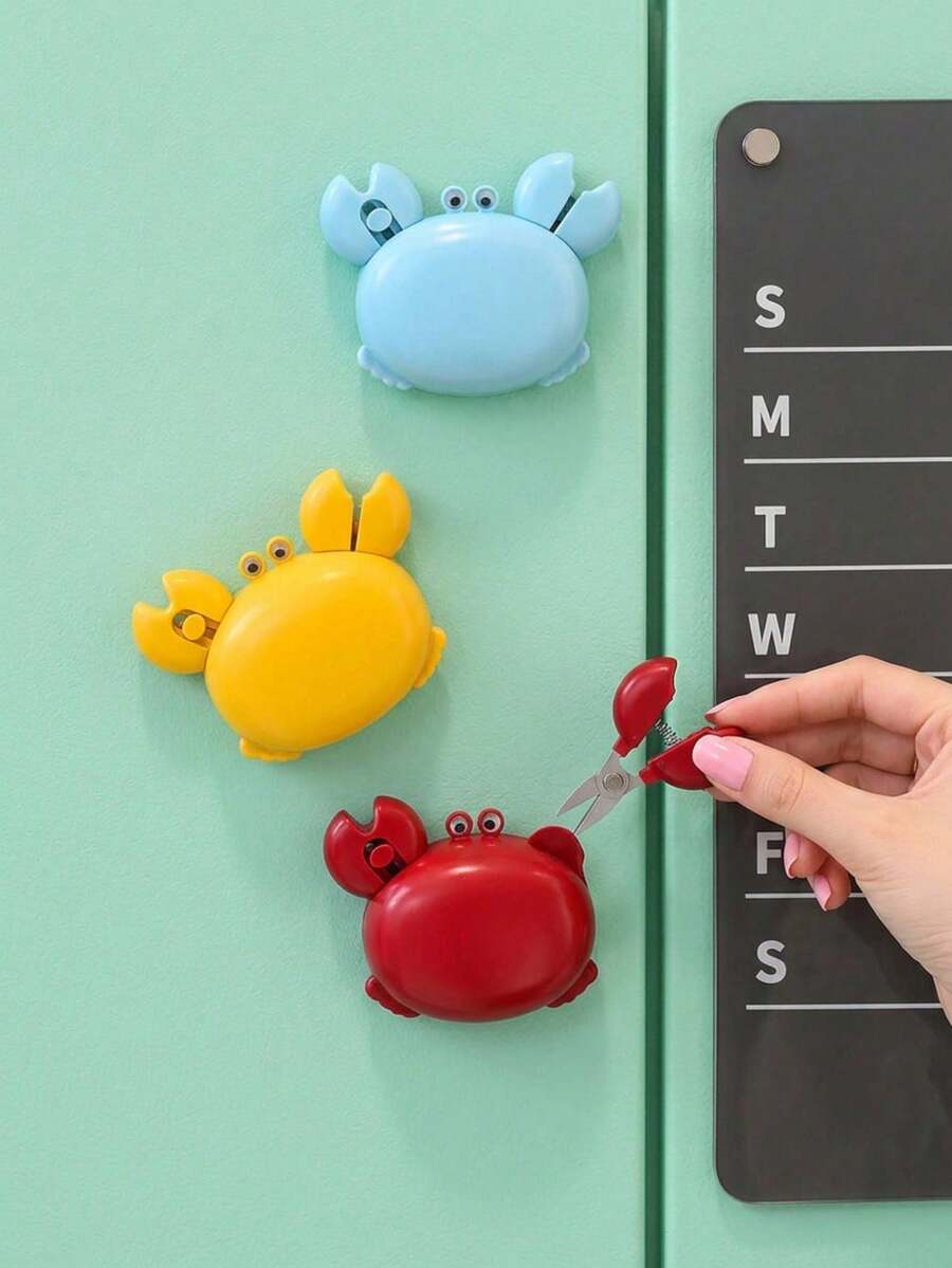 3-In-1 Magnetic Multi-Function Crab-Shaped Bottle Opener, Cute Cartoon Animal Design, Bottle Opener Function, Retractable Bottle Opener, Portable Kitchen Tool, Small Scissors And Decorative Refrigerator Magnet - Multicolor - View 1