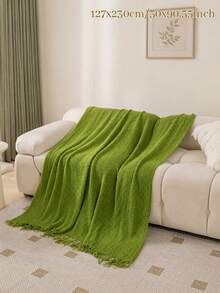 1PC Customizable Embroidered Tassel Knit Throw, Custom Text & Important Date Embroidery Available In 6 Colors,For Relaxing Home Rest & Household Space Layout, Great For Family Members, Meaningful Holiday Celebration Gift Selection - Multicolor - View 14