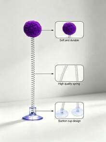 1/5/10/15/20pcs Indoor Cat Interactive Toys, Durable Metal Spring Plush Ball Cat Teaser Wand With Suction Cup Base, Random Mixed Colors, Battery-Free, Stimulate Hunting Instinct, Suitable For All Cat Breeds Pet Toys - Multicolor - View 6