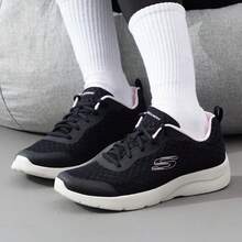 Skechers Women's Lightweight Breathable Walking Shoes, Hollow-Out Soft Sole Casual Slip-On Sneakers For Daily Commute And Leisure - Black and White - View 4