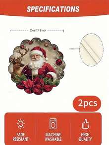 2/4/6/8 miếng tấm lót bàn ăn tròn bằng polyester Giáng Sinh, in hình ông già Noel và tuần lộc, chống trượt, có thể giặt, trang trí bàn ăn tiệc lễ cho gia đình - Nhiều màu - Xem 10
