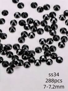 1440pcs/Black Crystal Hot-Melt Flat-Back Rhinestones, Multi-Size Round Crystal Rhinestones, Shiny Adhesive Rhinestones, Suitable For Nail Art, Phone Cases, Shoes, Clothing, Handmade DIY Decoration - Black - View 12