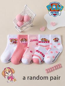 1/5/10 Pairs Paw Patrol Kids Socks, Cute Patchwork Puppy Design, Winter Mid-Calf Socks, Fun Christmas Gift - Multicolor - View 17