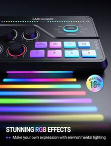Mixer Audio Gaming FIFINE SC8 untuk Live Streaming dengan Suara Surround 7.1ch | Untuk PC, RGB, Preamp Headphone, Tombol Mute, Kontrol Volume, Input Optik, Daya Phantom 48V, 3 Mode EQ, Penyeimbang Volume Obrolan Game - View 6