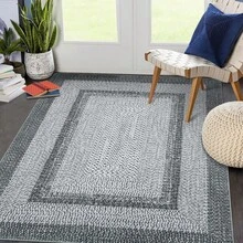 Techigher Modern Geometric Hallway Runner Rug, Washable Non Slip Kitchen Runner Mat, Soft Low Pile Runner Carpet For Entryway, Bedroom, Living Room - Grey - View 4