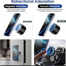 1pc Magnetic Phone Car Mount, Suction Cup Manual Magnetic Vacuum Suction Car Phone Holder, Strong Magnetic Grip, Double-Sided Vacuum Magnetic, 360° Hands-Free Foldable, Suitable For Video Watching And Navigation, Easy Installation - Multicolor - View 4