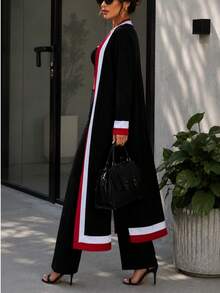 Cardigan Dama Largo Abierto Elegante Casual Oficina Uso Diario Moderna Primavera Verano Ligero Manga Larga  Fashion Versátil - Negro - Ver 3