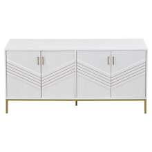 Modern Sideboard White & Brown - 4 Doors - Adjustable Shelves - Large Capacity For Living Room, - 白色和棕色 - 查看 10