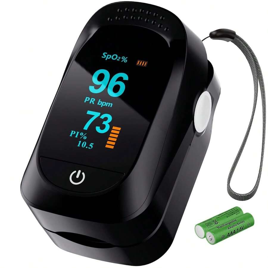 Oxímetro de Pulso de Dedo - Monitor Preciso de SpO2 con Pilas AAA para Uso en Casa/Exterior (Negro) - Negro - Ver 1