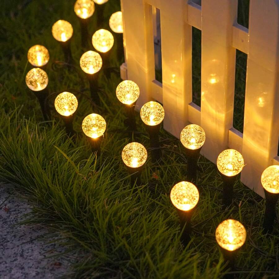 Vintage Sparkling Crystal Globe Solar Path Lights With Bubbled Glass Refraction Waterproof Outdoor Lawn Yard Patio Decoration
