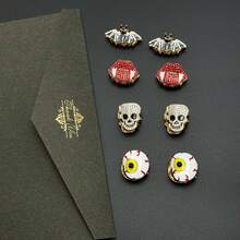4/8/12pcs Gothic Rhinestone Mini Hair Claw Clips, Halloween Skull Bat Spider Vampire Red Lips Hair Clips, Dark Style Side Hair Clips For Cosplay Party Holiday Personalized Hair Accessories - Halloween Dark Hair Claw - View 4
