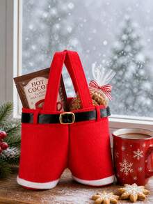 1/2pcs Christmas Candy Bag Santa Claus Pants Gift And Snack Bag With Handle Portable Candy Gift Basket Wedding Gift Packaging - Multicolor - View 7