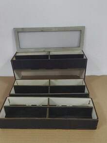 木製眼鏡收納盒 多層大容量眼鏡盒 8格/12格/18格 時尚眼鏡展示盒 時尚眼鏡收藏盒 眼鏡收納整理盒 - 黑與白 - 查看 6