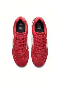 Kappa Women's Red Thin Sole Racing Shoes, Suede Patchwork Low-Top Commuter Retro Casual Sports Shoes - Red - View 5