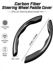 2pcs Carbon Fiber Steering Wheel Cover, Fits Most Car Models, Anti-Slip Steering Wheel Protector, Segmented Durable Carbon Fiber, Easy Installation (No Inner Core) - Multicolor - View 3