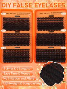 CMAYOME 720/648 DIY Complete Set Of Cluster Adhesive False Eyelashes - Includes Soft False Eyelash Clusters In 8 To 16mm Different Lengths, Soft And Fluffy Touch. This Set Includes Cluster False Eyelashes, Waterproof Glue, Tweezers And Brush. - Multicolor - View 5