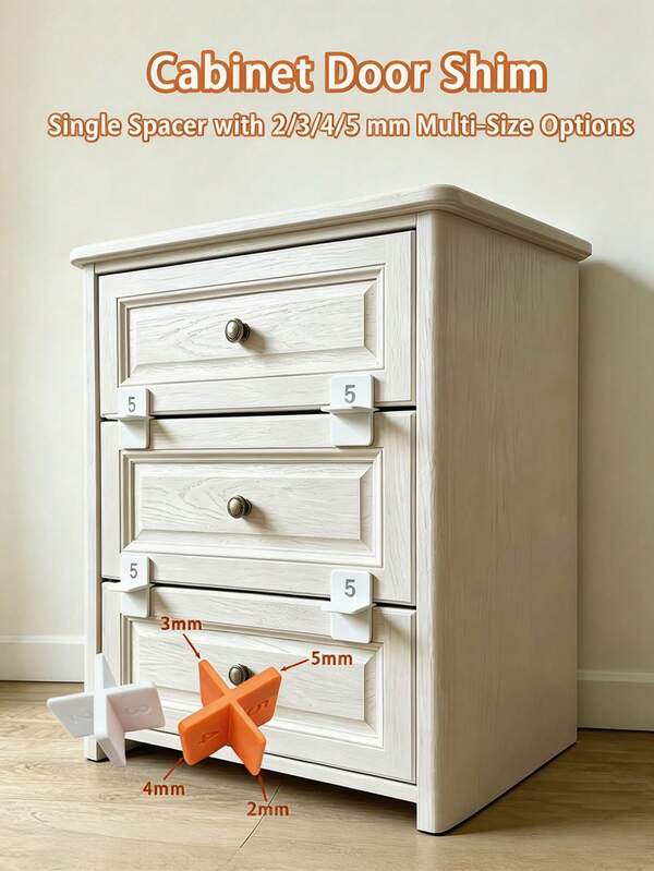 2pcs/4pcs 4-In-1 Drawer Spacer , Each Spacer Includes 2/3/4/5mm Shims. Cabinet Door Spacers, Drawer Seals, Cabinet Door Seals, Wood Panel Corner Joint Seals, Wood Panel Corner Brackets. Suitable For Various Common Board Materials, Can Be Used