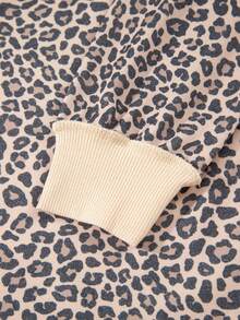 Acelitt Women's Casual Leopard Print High Neck Sweatshirt, Ribbed Trim, Dropped Shoulder Long Sleeve, Suitable For Autumn/Winter Wear Vacation - Multicolor - View 8