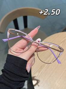 1PC Women's New High Definition Rhinestone Cat Eye Reading Glasses, Versatile Casual Daily Use For Computer, Reading, Gaming, Available In 100, 150, 200, 250, 300, 350, 400 Degrees - Transparent - View 15