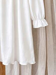 Spring/Autumn Girls' White Long Sleeve Lace Vintage Style Nightgown, Skin-Friendly Breathable Princess Style Home Casual Dress - White - View 7