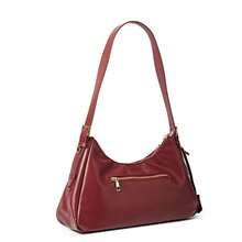 Bolso de hombro para mujer, nuevo estilo retro de moda, brillante y suave, plegable tipo hobo, bolso de axila, adecuado para el uso diario y fiestas de citas - Burdeos - Ver 2