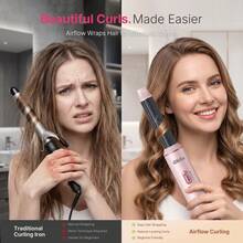 UKLISS 5-In-1 Multi-Function Professional Styling Tool (Auto Curling Iron + Hot Air Styling Brush + Straightening Brush), 5 Detachable Interchangeable Heads, 3 Temperature Settings, Salon-Grade Multi-Styling (Curl/Wave/Straight/Smooth/Volume/Inward Curl/Outward Curl), Frizz-Free, Back To School, Travel, Home Use - Pink - View 8