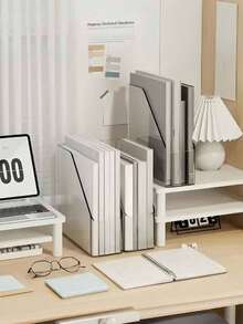 1/2pcs Transparent Acrylic Bookshelf, Clear File Folder, Desktop File Organizer - Multi-Functional Office Supplies Storage Rack, Vertical Bookshelf And Stationery Holder, Desktop File And Folder Stand, Space-Saving Bookshelf, Suitable For Home And School, Student Back To School Supplies, A4 Paper File Folder. - Transparent - View 6