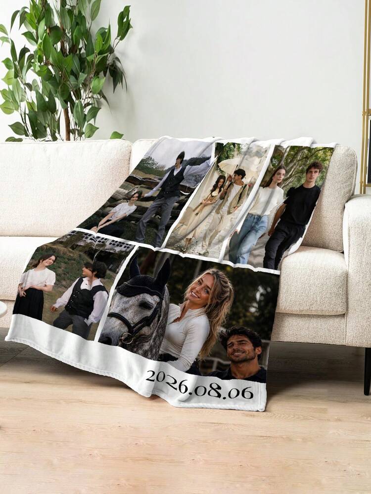 1pc Customized Blanket, Personalized Soft & Comfortable Blanket With 10+ Photos, Personalized Gift, Birthday Custom Gift Blanket - Style 3 - View 2