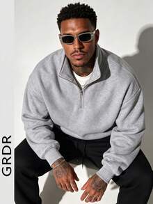 GRDR Men's Autumn/Winter Zip-Up Pullover Pullover Sweatshirt - Light Grey - View 9