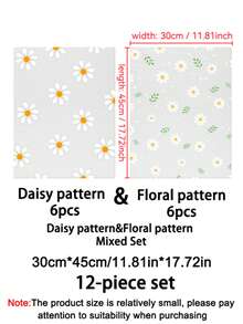 8pcs Mixed Pack Small Printed Design - 4pcs Floral & 4pcs Daisy, Small Size (30cm*45cm/11.81in*17.72in) Washable Waterproof Oil-Proof Mini Fridge Mat, Suitable For Mini Fridge Shelves, Mini Freezer Glass Shelves, Mini Cabinet Drawers, Etc. - Flowers & Daisies - View 7