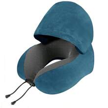 Elevated Solid Color Hooded U-Shaped Pillow Comfortable Nap Pillow Polyester Material Premium Polyester Fiber U-Shaped Neck Pillow Adjustable Elastic Drawstring U-Shaped Pillow Neck Pillow Driving Airplane High-Speed Rail Train Self-Driving Travel Pillow Hat Pillow Office Nap Pillow U-Shaped Pillow - A - View 13