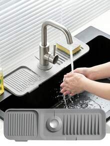 矽膠防濺擋水墊 浴室洗手盆排水墊 廚房水槽瀝水墊 洗碗架皂墊 可修剪窄邊 適用於洗臉盆 廚房水槽 廚房排水架 廚房必需品 浴室配件 - 多色 - 查看 2