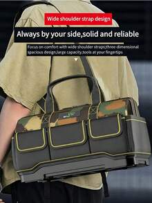 [Heavy Duty Tool Bag]ODIS ELECTRIC 14-Inch, 17-Inch, 19-Inch Heavy Duty Waterproof Tool Bag - Multiple Compartments, Camouflage Oxford Cloth Storage Bag, Wide Opening And Shoulder Strap, Durable Electrician Tool Case, Suitable For Power Tools And Hand Tools - Camouflage Tool Bag With Plastic Base (14-inch) - View 2