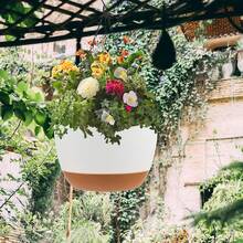 4pcs Mixed Plastic Hanging Planters, Includes 2pcs Plastic Planters + 2pcs Chains, For Indoor Plants, Indoor/Outdoor Hanging Flower Baskets, With Drainage Holes, Suitable For Garden, Porch And Other Flower Planting, Planting Tools, Container Accessories, Hanging Planters - New Model - View 3
