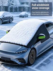 Car Windshield Snow Cover, 6 Built‑In Magnets Car Front Window Frost Ice Sun Shade Protector, All‑Weather Waterproof Anti‑Snow Anti‑Dust Sun UV Protection Windshield Cover With Mirror Cover For Most Cars Sedan SUV - Multicolor - View 2