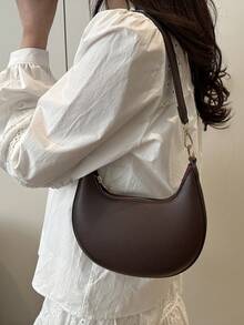 New Premium Shoulder Underarm Bag, Fashion Niche Handheld Dumpling Bag, Shoulder Commuter Bag, Purse, Minimalist, Lightweight, Casual, Versatile, Soft - Coffee - View 5