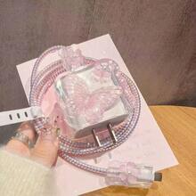 5pcs Flower/Cherry/Data Cable Protector 20W Apple 15 Pro Max Fast Charging 14 13 Soft Shell 12 Charger 11, Best Choice For Friend Gift - Pink - View 7