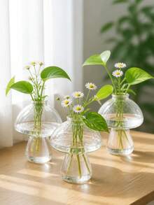 10/8/6/3/1pc Mushroom Shaped Transparent Plastic Vase, Cute Decorative Vase, Suitable For Home Decor, Wedding Centerpiece, Tabletop Floral Arrangement, Modern Style Vase, Suitable For Living Room, Dining Room And Office - Multicolor - View 1