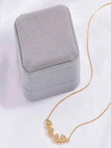 1pc Gift Box Packaged 18K Gold-Plated Stainless Steel & Cubic Zirconia 4-Leaf Clover Pendant Necklace, Fashion Jewelry Gift For Women, Anniversary, Holiday, Gift Valentines,Mom,Mother,Mother's Day,Gift - Golden Yellow - View 3