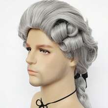Vintage 18th Century Gentleman Judge Curly Ponytail Wig, Synthetic Fiber Full Head European Court Noble Style Wig, Halloween Historical Theme Cosplay Costume Accessory, Adult Men's - Multicolor - View 14