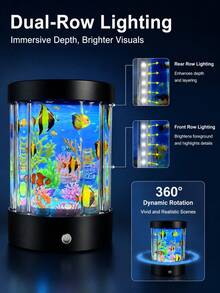 LED Simulated Fish Light Aquarium Lamp, Ocean Simulated Fish Tank Decoration, Frutiger Aero Style Dynamic Fish Light, Sensory Ocean Scene Decoration With Dynamic Fish, Bedroom, Living Room, Office Desktop Aquarium Display Light, USB/Battery Powered - Multicolor - View 2